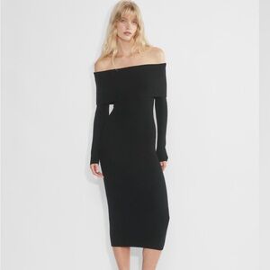 Black XS Off Shoulder Wilfred Ribbed Dress
